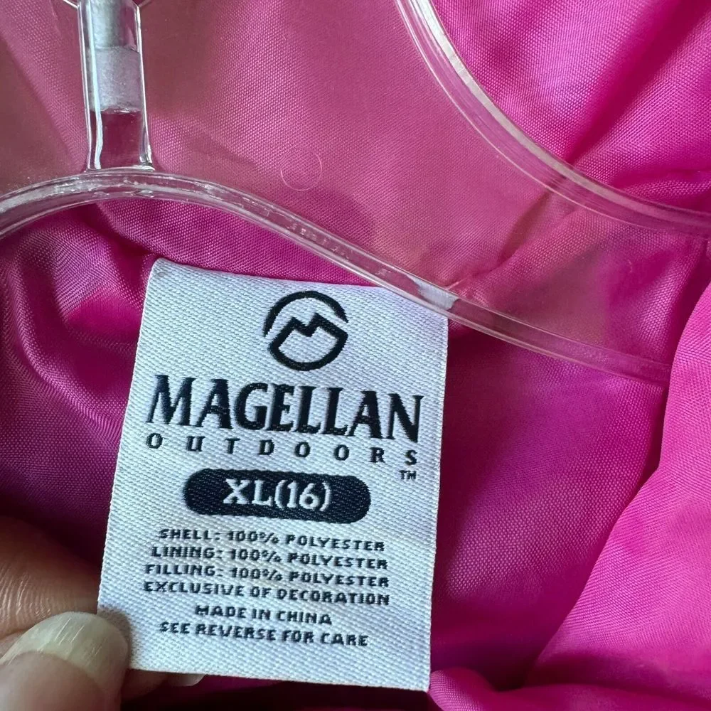 NEW Magellan Jacket Girls Extra Large 16‎ Pink Black Colorblock Puffer Youth Ski